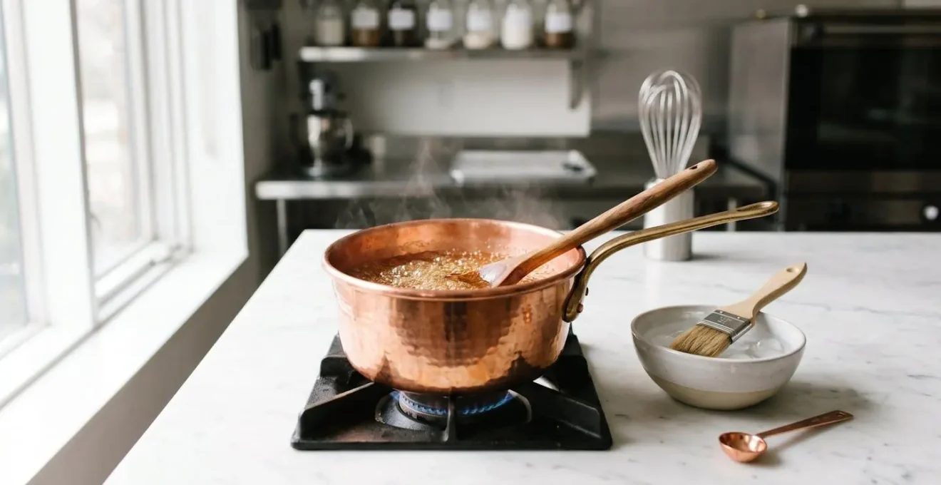 Différentes phases de cuisson du sucre en pâtisserie professionnelle